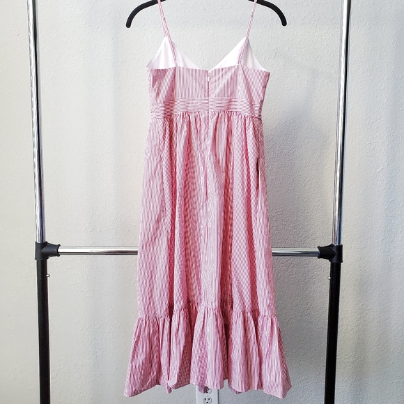 J. Crew Blogger Red Stripe Ruffle Midi Frill Dress - Picture 3 of 6